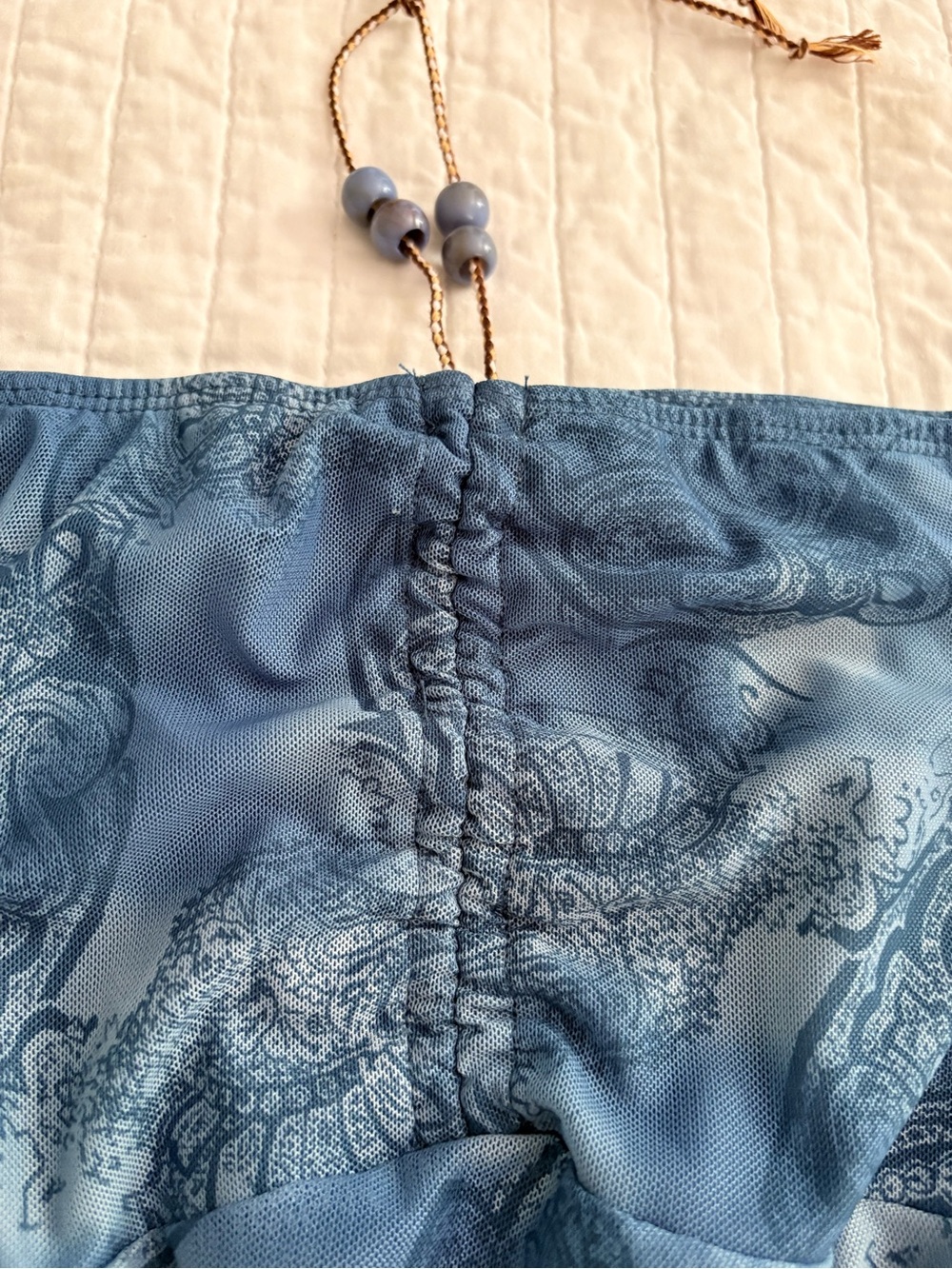 Romwe Y2K Women’s halter top fairy paisley print Blue Semi Sheer Festival Size L - Picture 2 of 4